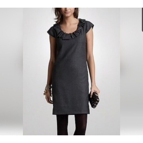J CREW Black Wool Ribbon Ravine Sheath Dress Size 8 Cap Sleeve Classic Career - Picture 5 of 11